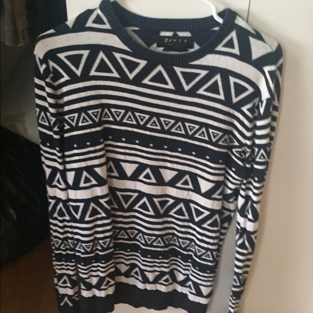 Navy blue white sweater